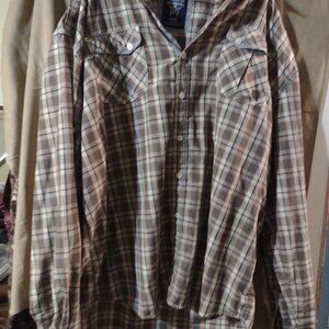 Akedemics long sleeve mens 6xl shirt brown and orange